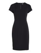 Scuba Crepe Ss Cut Out Dress Kort Klänning Black Calvin Klein