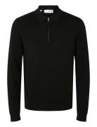 Selected Homme Slhberg Ls Half Zip Polo Noos Svart