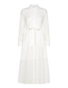 Michele Broderie Anglaise Dress Knälång Klänning White Bubbleroom