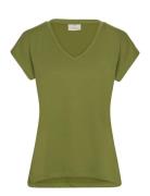 Kalise T-Shirt Tops T-shirts & Tops Short-sleeved Khaki Green Kaffe