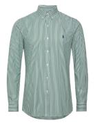Slim Fit Striped Stretch Poplin Shirt Tops Shirts Casual Green Polo Ra...