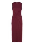 Mango Midi-Dress With Draped Detail Burgundy