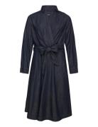 Denim Long-Sleeve Midi Dress Knälång Klänning Blue Lauren Women