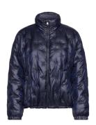 Logo Quilted Funnelneck Down Coat Fodrad Jacka Navy Lauren Ralph Laure...