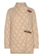 Lauren Ralph Lauren Buckle-Trim Diamond-Quilted Down Coat Beige