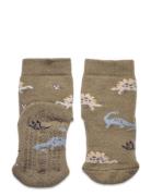 Dinosaurs Socks - Let's Go Strumpor Non-slip Green Melton