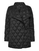 Buckle-Trim Diamond-Quilted Down Coat Kviltad Jacka Black Lauren Ralph...