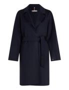 Tommy Hilfiger Reg Df Wool Belted Coat Marinblå