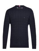 Tommy Hilfiger Classic Cotton Cable Crew Neck Marinblå