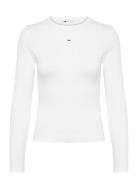 Tjw Slim Essential Rib Ls Tops T-shirts & Tops Long-sleeved White Tomm...