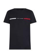 Hilfiger Chest Insert Tee Tops T-shirts Short-sleeved Navy Tommy Hilfi...