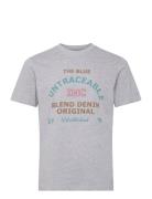 Tee Tops T-shirts Short-sleeved Grey Blend