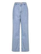 Straight Pleated Jeans Bottoms Jeans Straight-regular Blue Mango