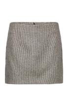 Mango Houndstooth Straight Mini-Skirt Svart