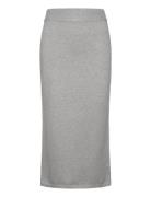 Ribbed Midi Skirt Knälång Kjol Grey Mango