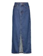 Mango Slit Denim Skirt Blå