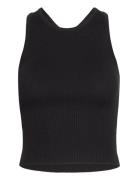 Mango Open Back Knitted Top Svart