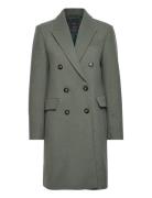 Mango Wool Double-Breasted Coat Khaki Green