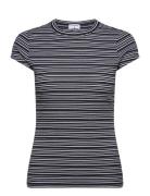 Filippa K Striped Fine Rib Tee Svart