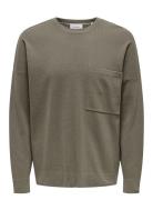 ONLY & SONS Onslamai Ovz 12 Ls Pocket Crew Knit Grön