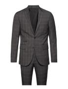 Checked Mens Suit Kostym Grey Lindbergh