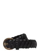 Braided Calfskin Belt Bälte Black Polo Ralph Lauren