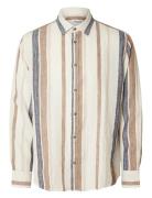 Selected Homme Slhrelax-Linen Wide Stripe Shirt Ls Beige