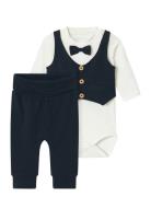 Nbmadam Ls Body Set Noos Långärmad Bodysuit Navy Name It