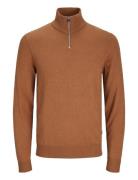 Jack & J S Jjeemil Knit Half Zip Noos Brun