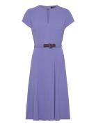 Belted Georgette Dress Knälång Klänning Purple Lauren Ralph Lauren