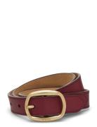 Polo Ralph Lauren Oval-Buckle Leather Belt Röd