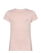 Ck Signage Slim Ss T-Shirt Tops T-shirts Short-sleeved Pink Calvin Kle...