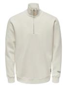 ONLY & SONS Onsriley Reg 1/4 Zip High Neck Swt Vd Vit