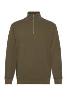 Half Zip Sweat Tops Sweat-shirts & Hoodies Sweat-shirts Khaki Green Li...