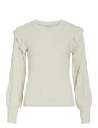 Vila Vineira O-Neck L/S Rib Knit Top - Noos Vit