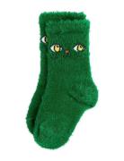 Cat Face Fluffy Sock Sockor Strumpor Green Mini Rodini