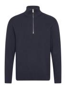 Half Zip Rib Knit Tops Knitwear Half Zip Jumpers Navy Lindbergh