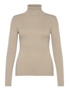 Woven Label Roll Neck Sweater Tops Knitwear Turtleneck Beige Calvin Kl...