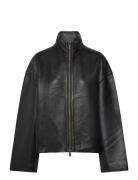 REMAIN Birger Christensen Bonded Leather Jacket Svart