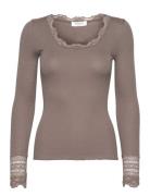 Rosemunde Rwbenita Ls O-Neck Lace Top Grå