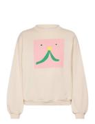 Bobo Choses Abstract Cat Smile Print Sweatshirt Kräm