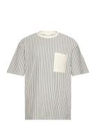 Lindbergh Over D Striped Rough Pique S/S Vit