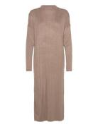 Onltess Ls Highneck Midi Dress Knt Knälång Klänning Beige ONLY