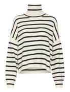 Alphagz Rollneck Striped Noos Tops Knitwear Turtleneck White Gestuz