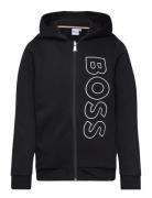 Hooded Cardigan Tops Sweat-shirts & Hoodies Hoodies Black BOSS