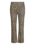 Mango Leopard-Print Straight Jeans Brun