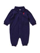 Cotton Polo Coverall Långärmad Bodysuit Blue Ralph Lauren Baby