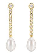 LUV AJ Pearl Drop Studs- Gold Guld