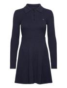 Tjw F&F Polo Cable Sweater Dress Knälång Klänning Navy Tommy Jeans