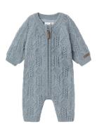 Nbmwrilla Wool Ls Knit Suit Långärmad Bodysuit Blue Name It